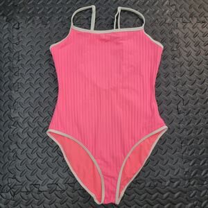 Aerie Ribbed Pink One Piece Swimsuit UPF50 Spring Break Summer Vacation Ready